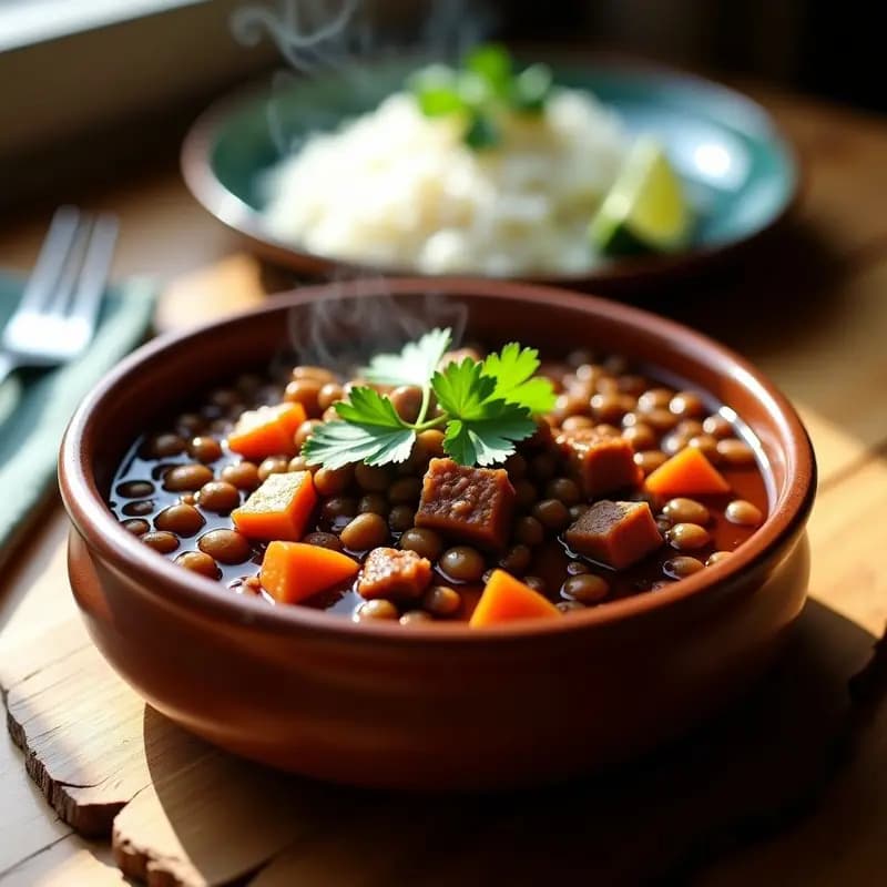 Feijoada de lentejas y seitán: Estofado Brasilero Vegano en Olla Exprés