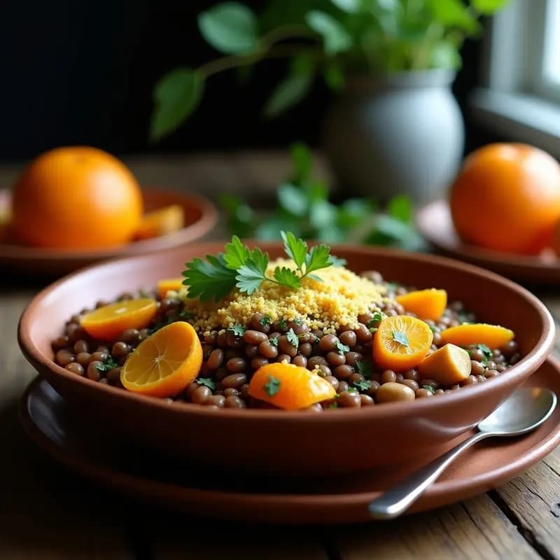 Feijoada Brasileña de Lentejas con Naranja y Farofa: Receta Vegana y Rica en Fibra