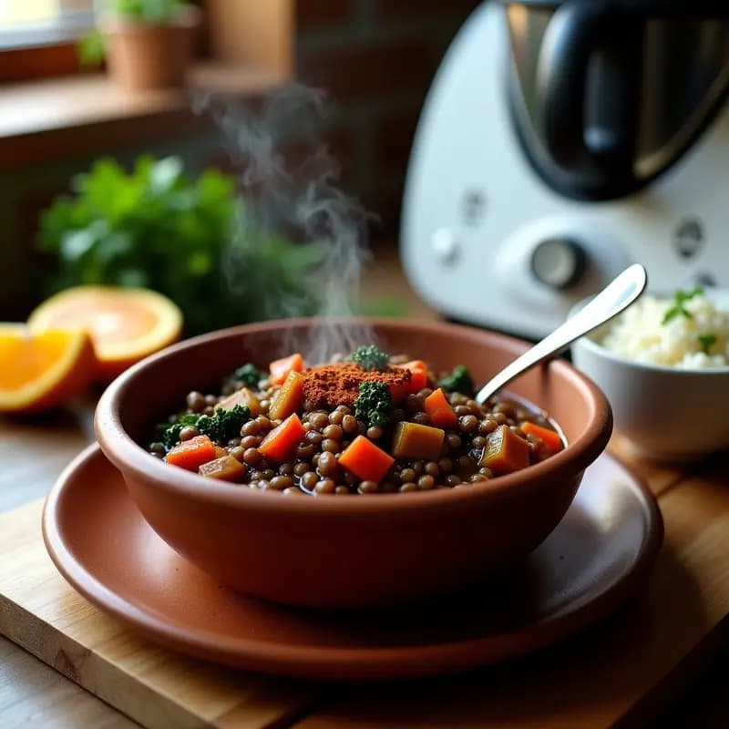 Feijoada Brasileña de Lentejas y Verduras: Estofado Vegano con Toque Ahumado en Thermomix