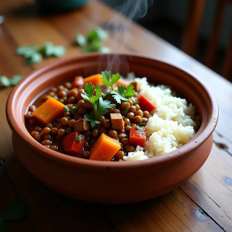 Feijoada de Lentejas y Verduras: Receta Brasileña Vegana en Olla Express con Arroz