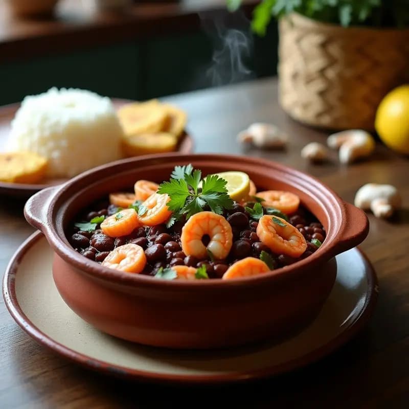 Feijoada de Mariscos: Versión costera del clásico brasilero con camarones y calamares