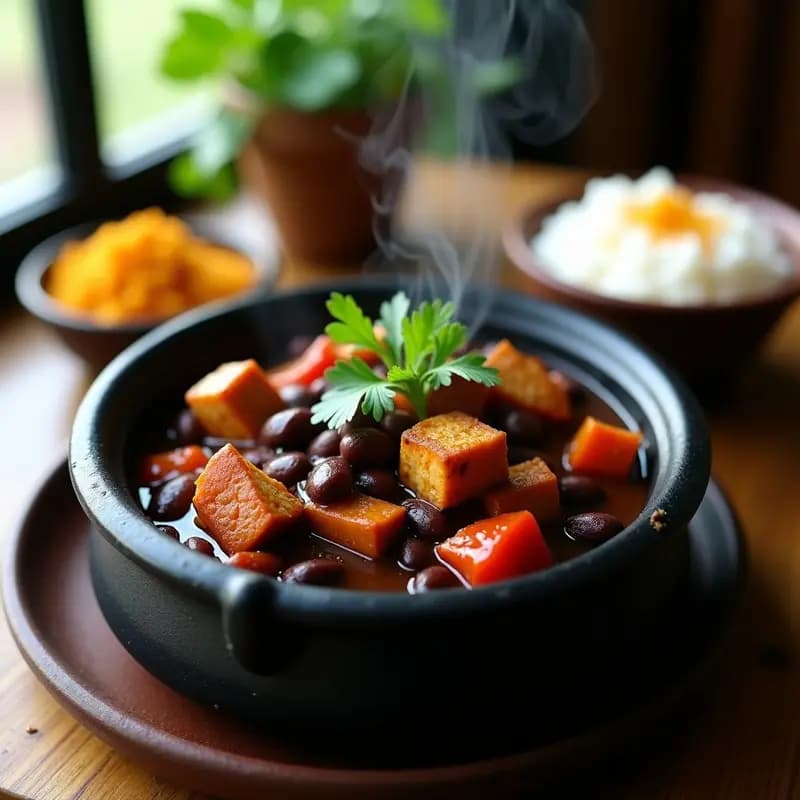 Feijoada Brasileña con Tofu Ahumado: Estofado Vegano Alto en Proteínas