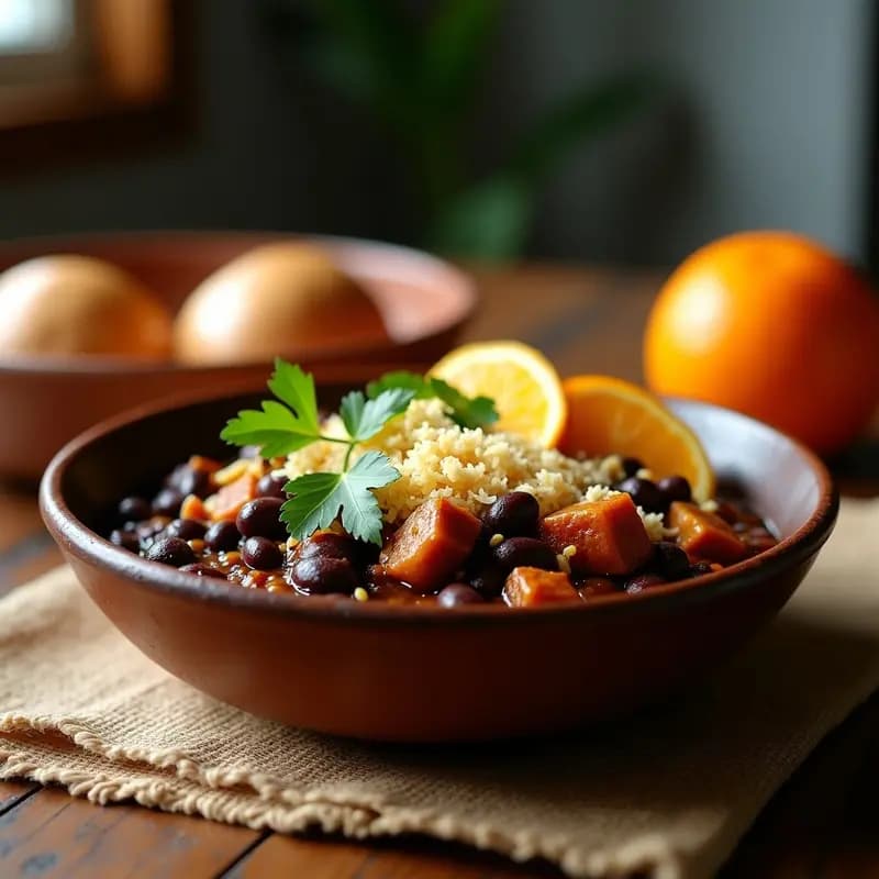 Feijoada Brasileña con Carnes Vegetales y Farofa: Receta Vegana de Comfort Food
