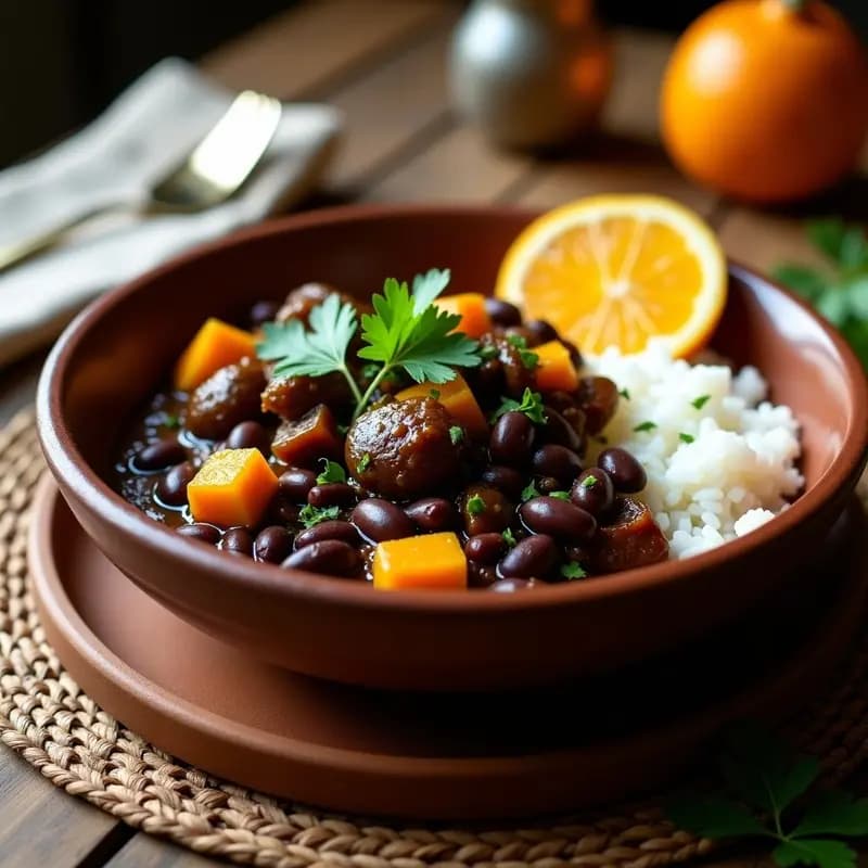 Feijoada Brasileña con Frijoles Negras y Verduras: Receta Vegana en Olla Exprés