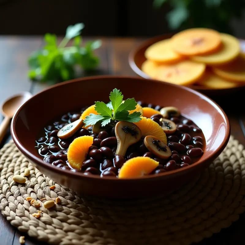 Feijoadinha Brasileira con Hongos Shitake y Farofa de Mandioca: Receta Vegana y Sin Gluten