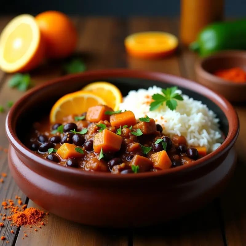 Feijoada Vegana con Jackfruit y Naranjas: Estofado Brasileño en Olla Exprés