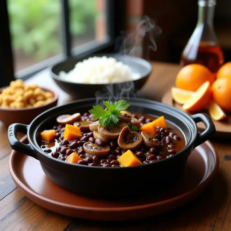Feijoada Brasileña Vegana con Champiñones Portobello: Versión Sin Carne pero Igual de Sabrosa