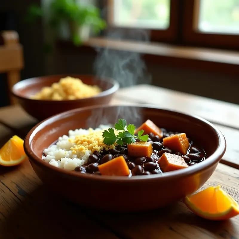 Feijoada Brasileira Vegana: Guiso de Frijoles Negros con Tofu y Naranjas en Olla Express