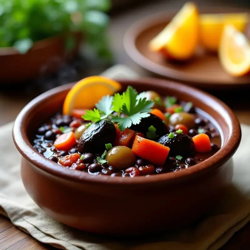 Feijoada Vegetariana: Estofado Brasilero con Frijoles Negros y Verduras Ahumadas