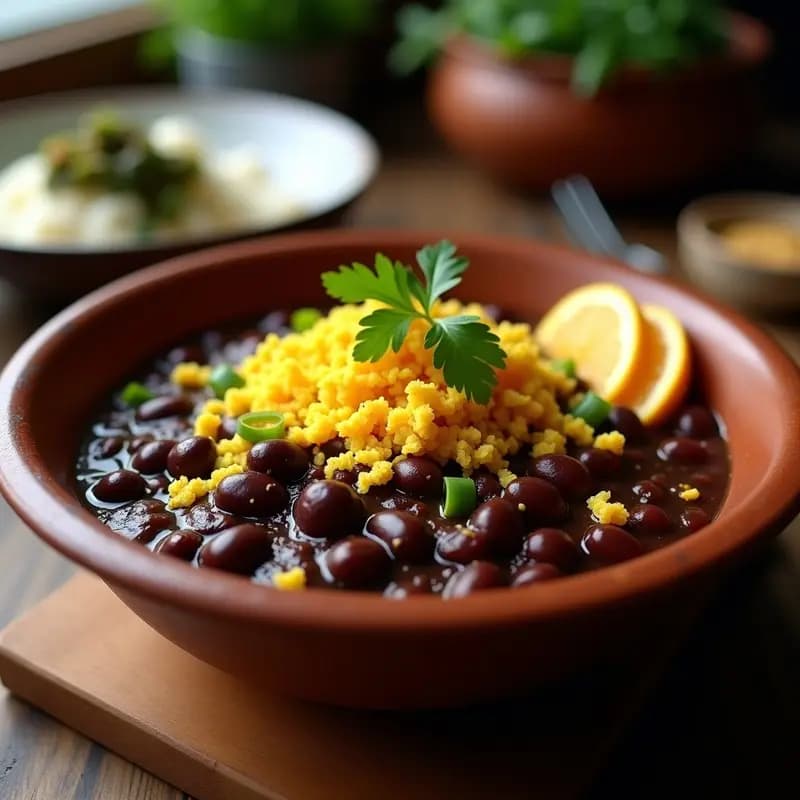 Feijoada Vegetariana con Jackfruit y Farofa de Yuca: Receta Brésilera Sin Carne