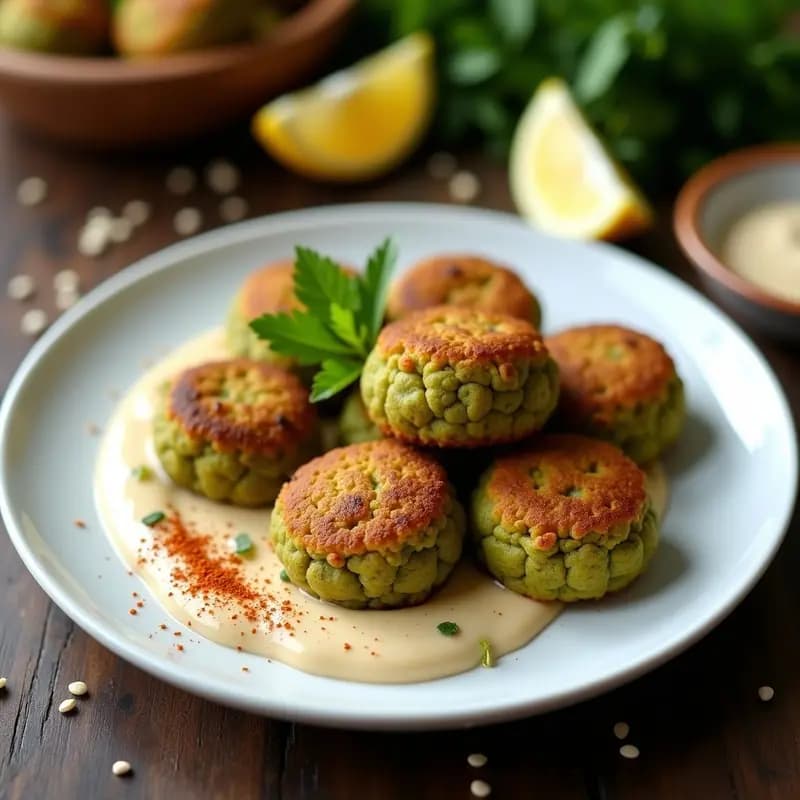 Felafel de Garbanzos Verdes con Tahini y Zumo de Limón: Receta Libanesa en Thermomix