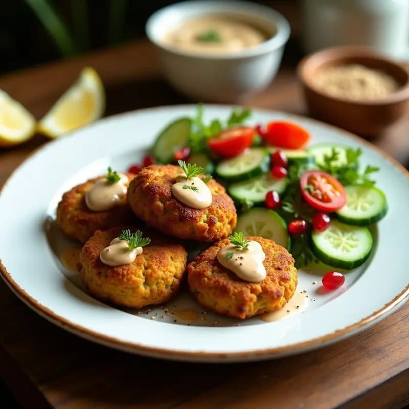 Felafel de Habas con Tahini y Ensalada de Pepino: Receta Árabe Crujiente en Airfryer
