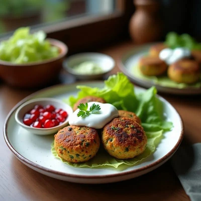 Felafel de Habas Verdes con Salsa de Yogur de Coco y Granados: Aperitivo Sirio Vegano