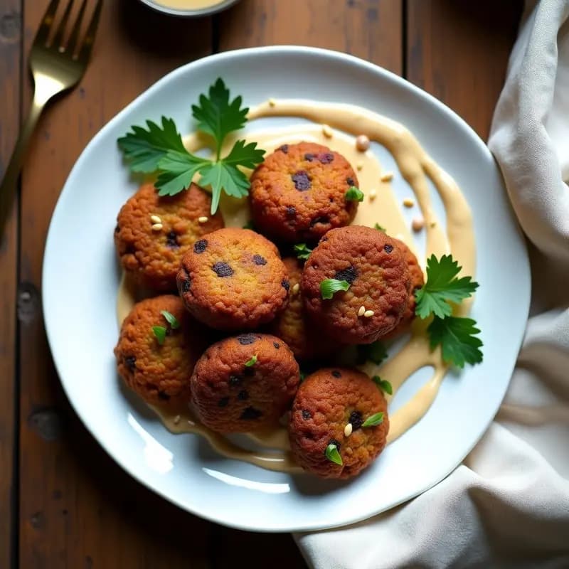 Felafel de Remolacha y Garbanzos con Salsa de Tahini: Receta Libanesa Crujiente en Airfryer