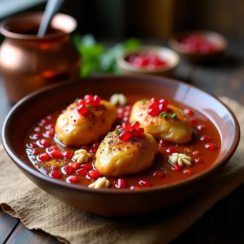 Fesenjan de Pollo con Granadas y Nueces: Receta Persa en Olla Lenta con Sabor Agridulce