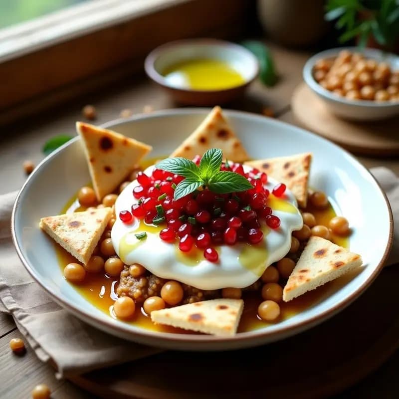 Fetteh de Garbanzos y Yogur Griego con Aceite de Oliva y Piñones: Receta Libanesa Alta en Proteínas