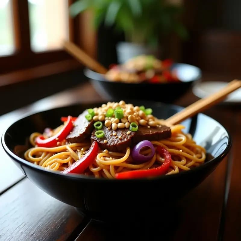 P分钟快手牛肉面: Fideos Chinos de Ternera con Salsa de Pimienta de Sichuan en 15 Minutos