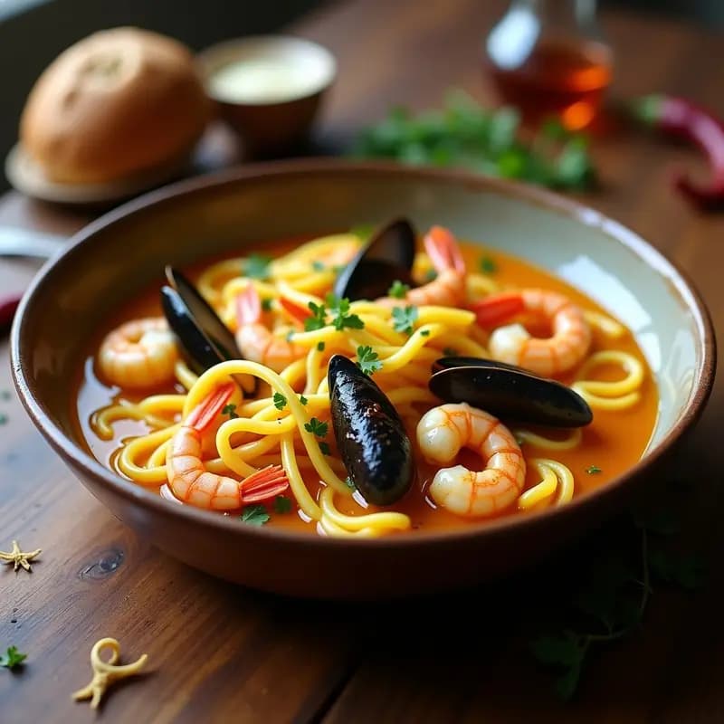 Fideuá de Mariscos con Azafrán y Ñora: Receta Catalana en Olla Exprés en 20 Minutos