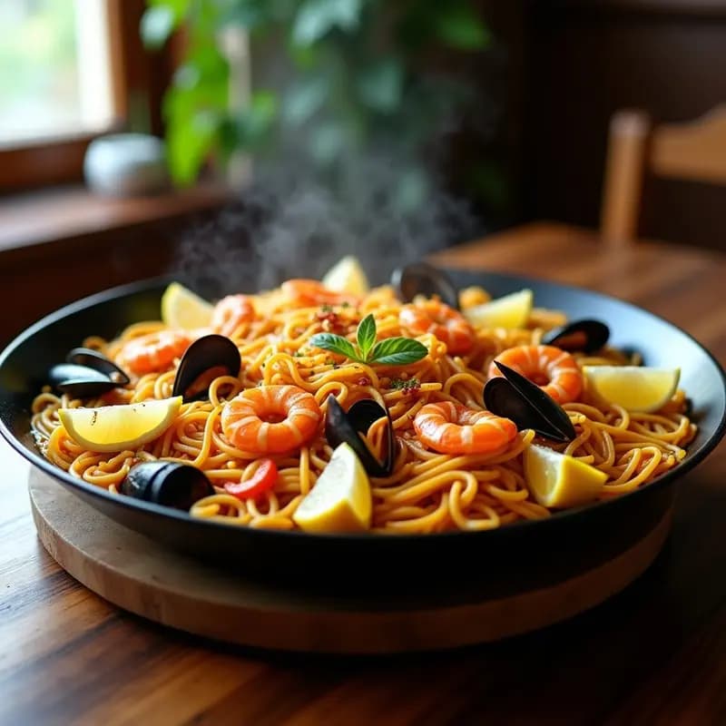 Fideuà de Mariscos: Receta Catalana Similar a la Paella pero con Fideos
