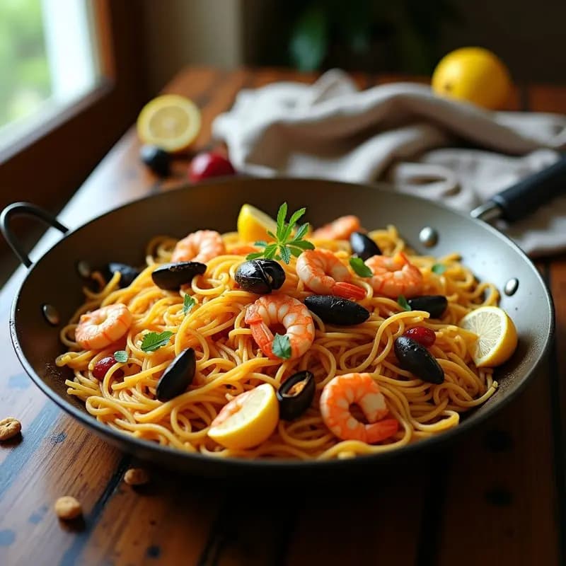 Fideuá de Mariscos con Ñoras: Receta Valenciana Auténtica en Paellera