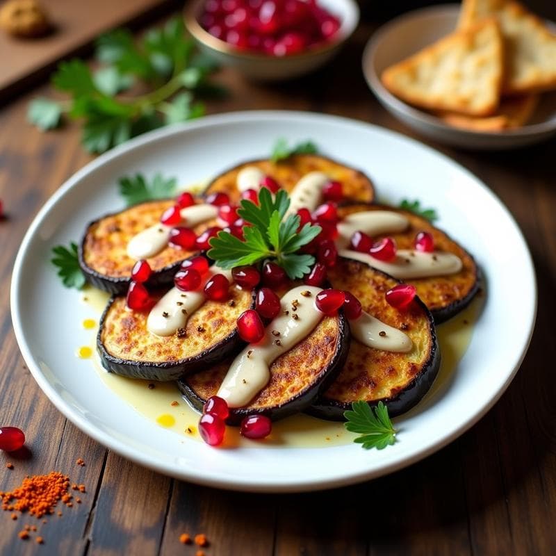 Filete de Berenjena con Salsa de Granados y Tahini: Receta Libanesa en Airfryer