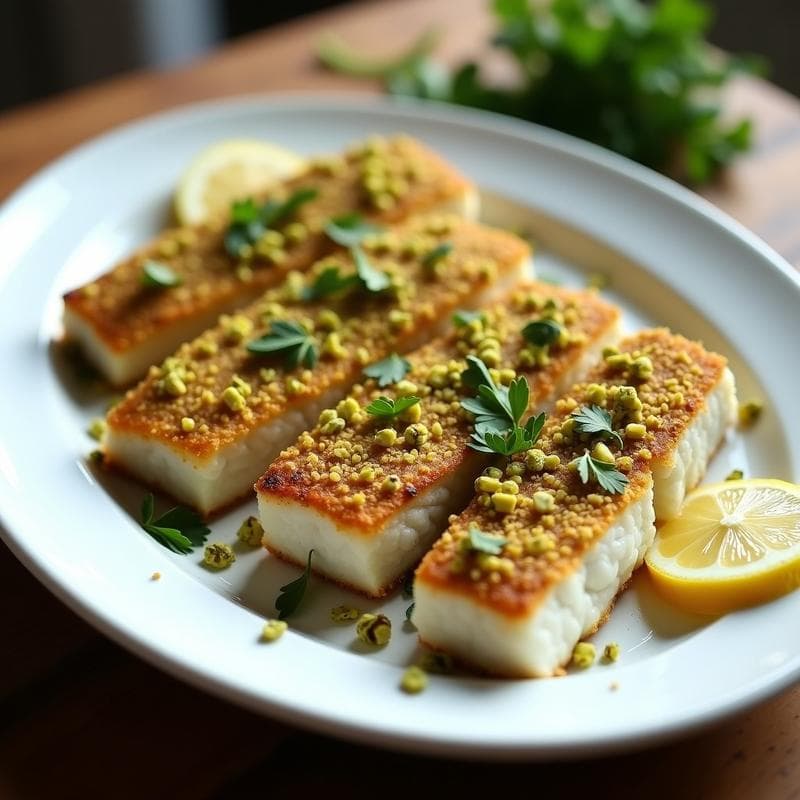 Filetes de Merluza al Horno con Costra de Pistacho: Receta Alta en Omega-3 y Sin Lactosa