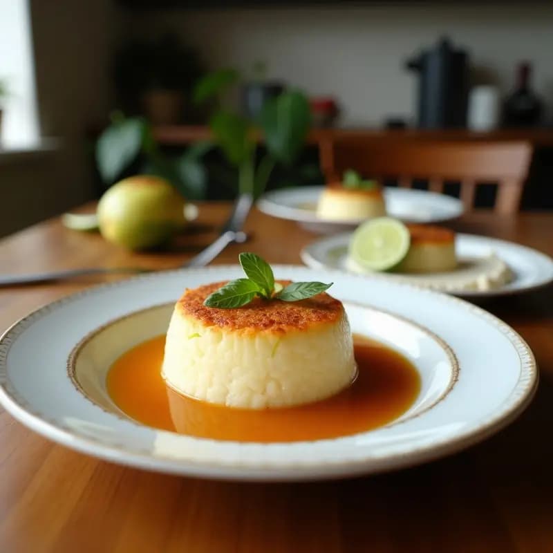 Flan de Coco y Chía: Postre Sin Lácteos con Sirop de Agave y Lima