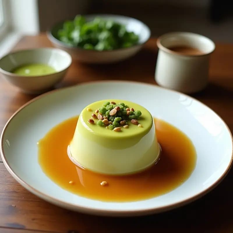Flan de Coco y Matcha con Caramelo de Erythritol: Postre Francés Sin Lácteos