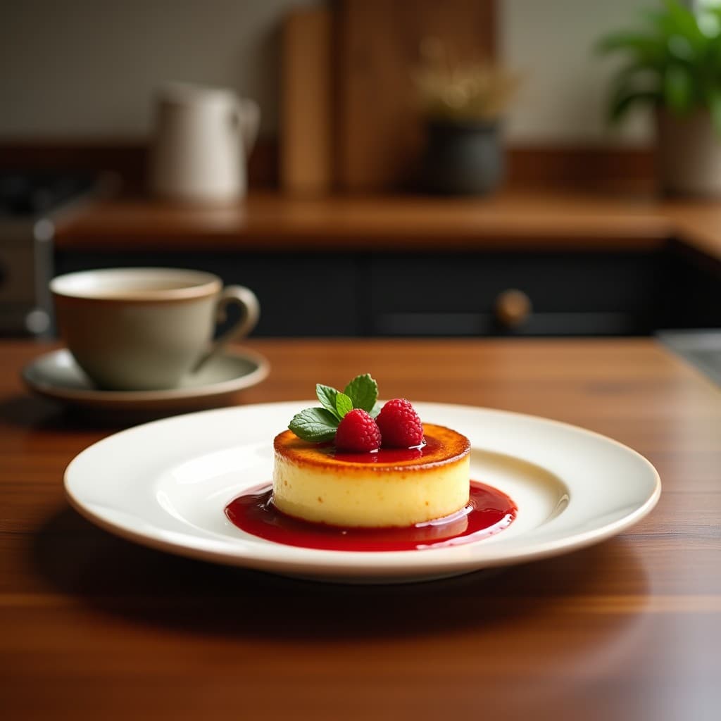 Flan de Coco y Matcha con Salsa de Frambuesas: Postre Vegano Sin Azúcar