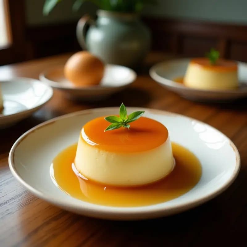 Flan de Coco y Pandan con Caramelo de Palma: Postre Tailandés Sin Lácteos en Olla Express
