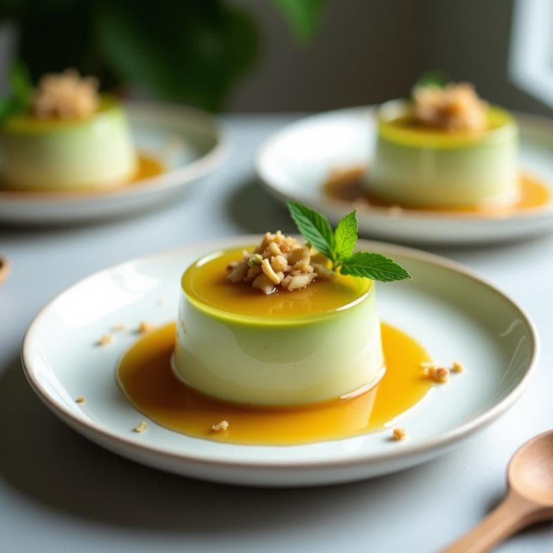 Flan de Matcha y Leche de Avellanas con Caramelo de Eritritol: Postre Japonés Keto y Sin Azúcar