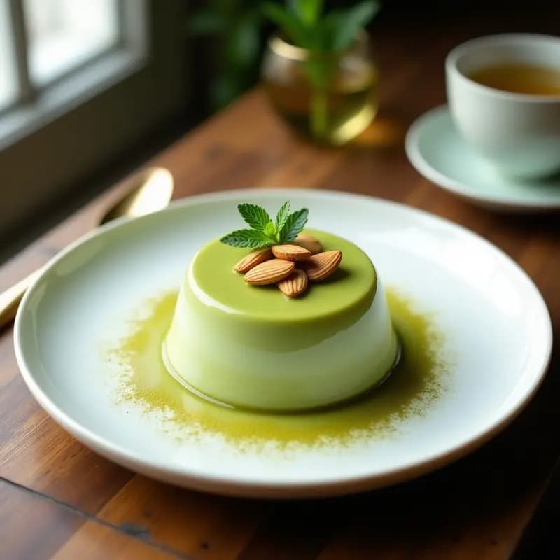 Flan de Matcha y Leche de Almendra: Postre Japonés Sin Lácteos y Sin Azúcar en Olla Lenta