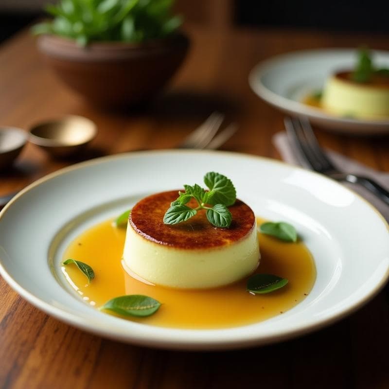 Flan de Matcha y Leche de Coco con Sirope de Agave: Postre Keto Sin Horno en 20 Minutos