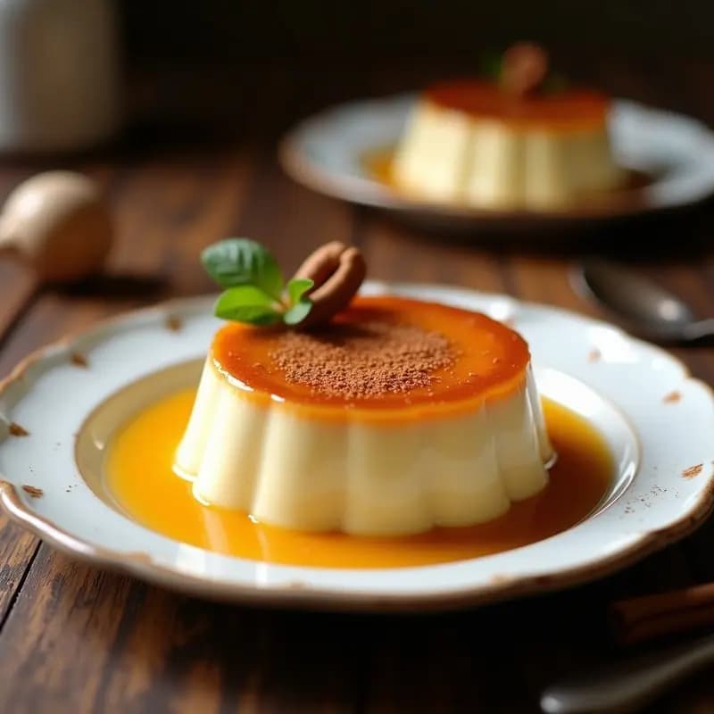 FLAN DE NUEZ MOSCADA Y LECHE MERENGADA: Postre Tradicional con Toque Especiado
