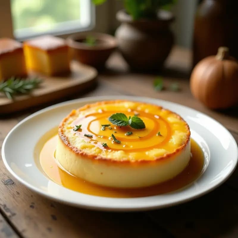 Flao Menorquín: Queso Fresco con Hierbabuena y Miel, Postre de la Isla