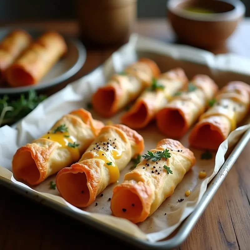 Flautas de jamón y queso al horno: Aperitivo crujiente y fácil para fiestas
