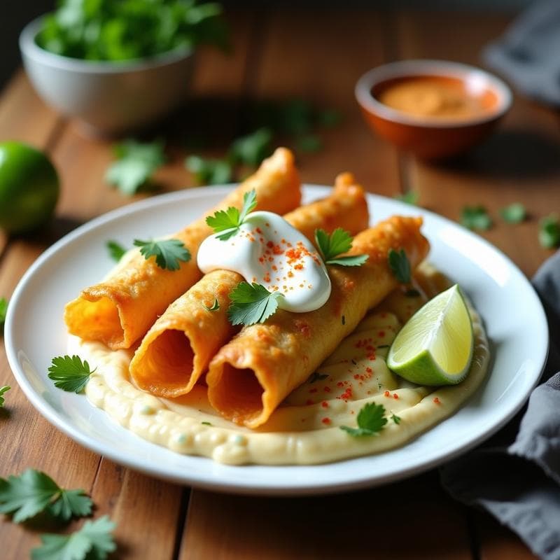 Flautas de Pollo al Chipotle con Puré de Coliflor: Receta Keto en Airfryer