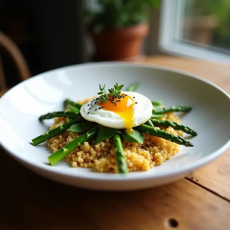 Florentine de Espárragos y Huevo Poché: Receta Francesa Sin Gluten para Desayuno