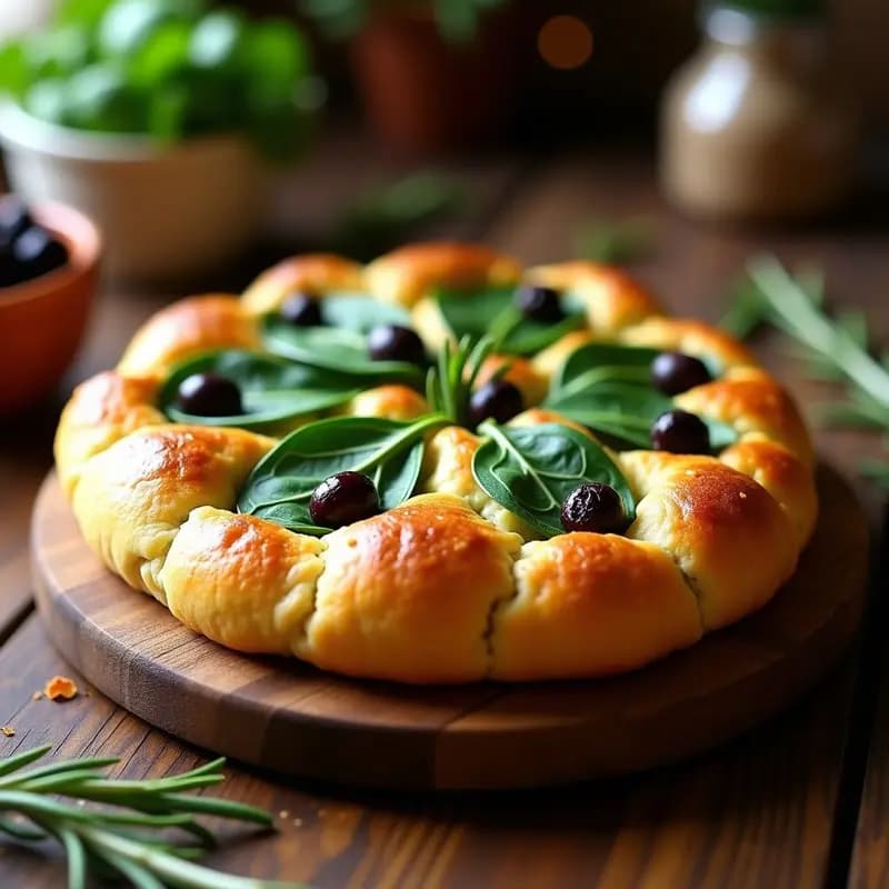 Focaccia de Espinacas y Aceitunas Kalamata con Rosemary: Receta Italiana Sin Lactosa