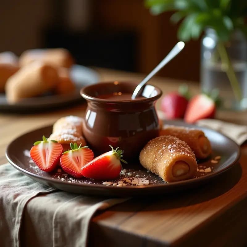 Fondue de Chocolate con Churros y Fresas: Receta de Postre para Compartir en Casa