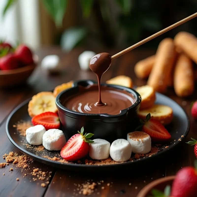Fondue de Chocolate con Churros: Receta con Frutas y Marshmallows para Acompañar