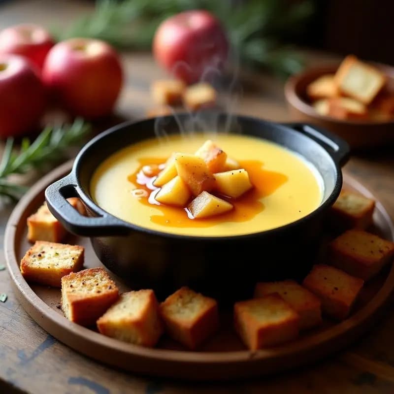 Fondue de Queso Suisse con Pan de Centeno y Manzana: Receta para Compartir en Cacerola