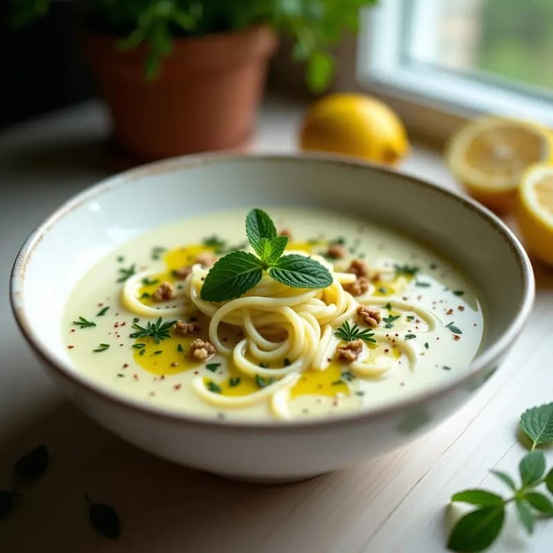 Fredes turcos con fideos finos y yogur griego: Sopa fría sin gluten