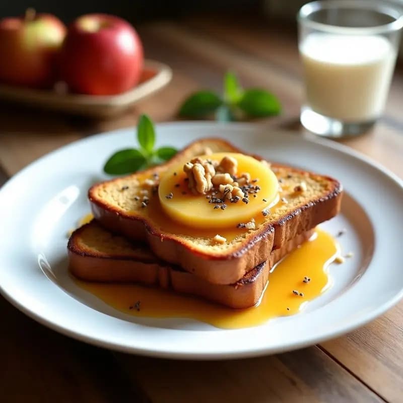 French Toast de Pan de Centeno con Compota de Manzana Sin Azúcar: Desayuno Francés Fit