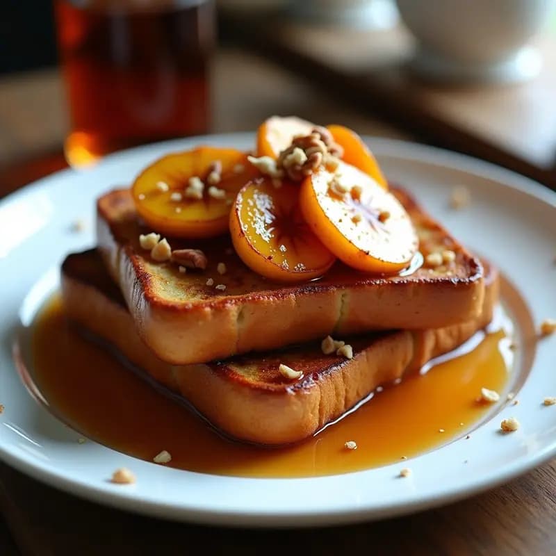 French Toast con Plátano Caramelizado y Sirope de Arce: Desayuno Francés Decadente