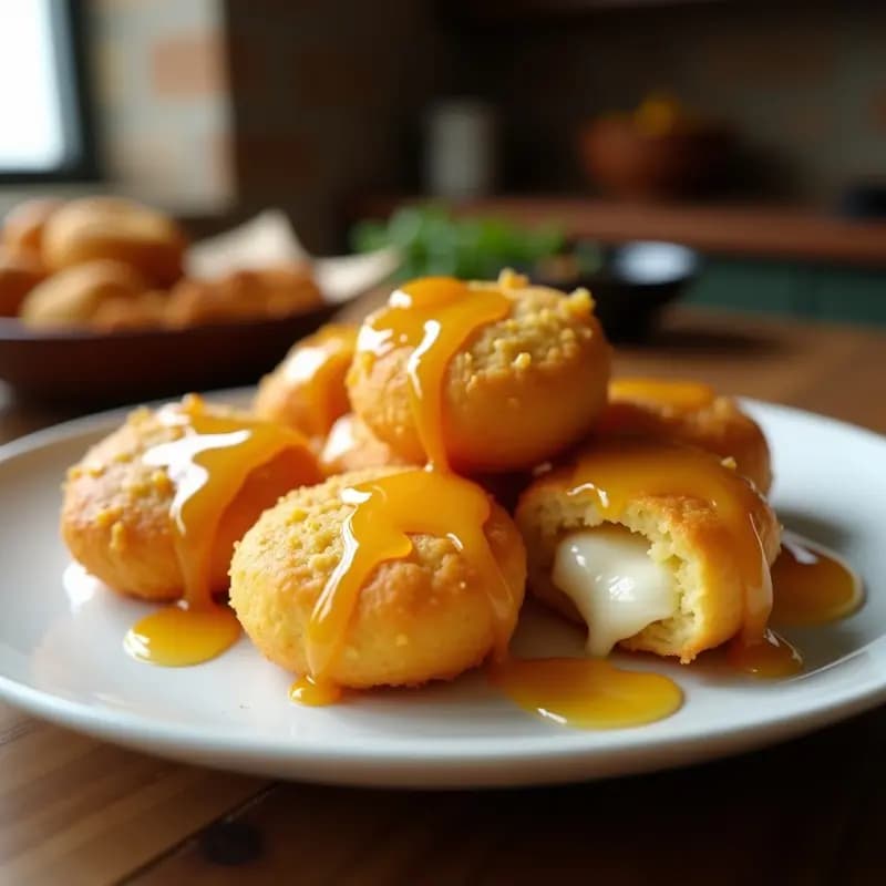 Fritos de plátano macho rellenos de queso crema y miel: Snack dulce-salado que engancha