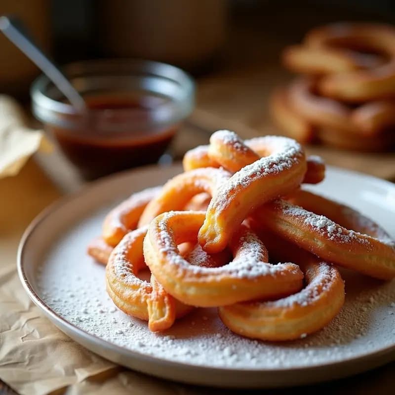 Funnel Cake con Azúcar Glas y Salsa de Chocolate: Dulce de Feria en Casa