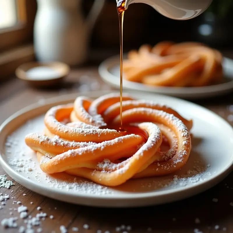 Funnel Cake con Azúcar Glas y Sirope de Arce: Postre de Feria en tu Cocina