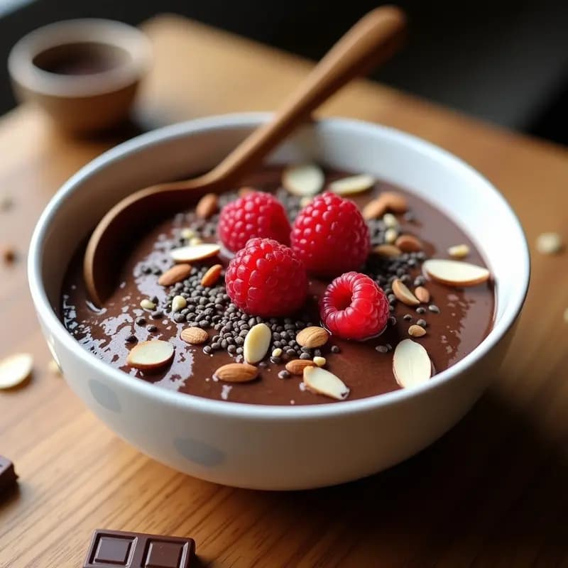 Gachas de Amaranto y Chocolate 85% con Topping de Frambuesas: Desayuno Keto Sin Azúcar