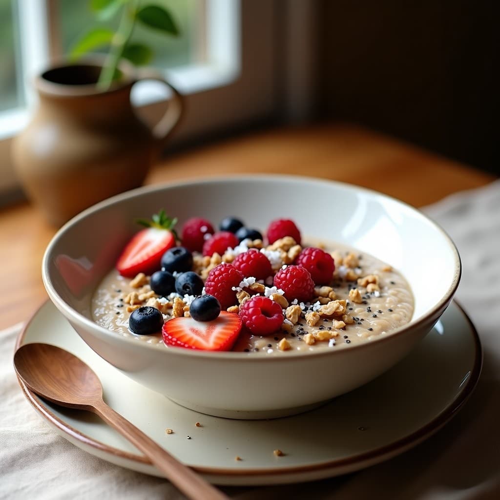 Desayuno de Gachas de Amaranto y Frutos Rojos: Receta Mexicana Keto con Semillas de Chía